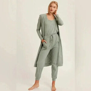 Sage Jumpsuit and Long Cardigan Set | size small